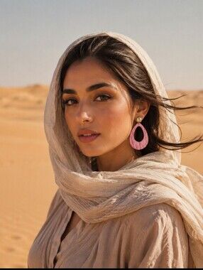 Woven Teardrop Drop Earrings - Pink